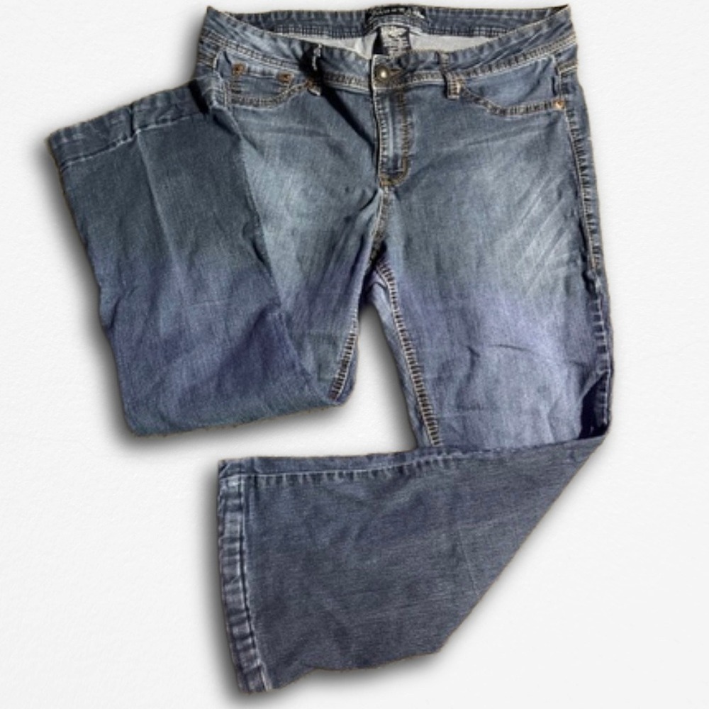 Source of Wisdom Womens Blue Bootcut Jeans Y2K Denim Size 18
